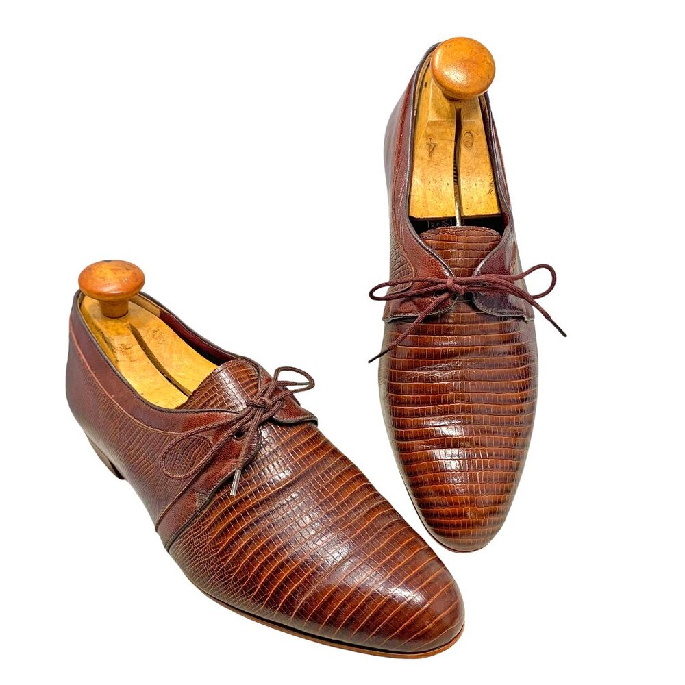 Vintage Rodolfo Valentino Collection‎ Brown Embossed Leather Dress Shoe